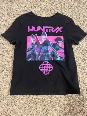 🍀6/$20 Old Navy Black Short-Sleeve Tee with Pink HuntRx Graphic